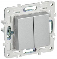IEK SKANDY Серебряный Выключатель 2-клавишный проходной 10А SK-V05S SK-V22-0-10-K23 фото