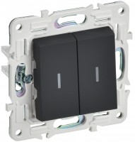 IEK SKANDY Графит Выключатель 2-клавишный проходной с индикацией 10А SK-V10G SK-V22-1-10-K53 фото