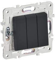 IEK SKANDY Графит Выключатель 3-клавишный 10А SK-V11G SK-V30-0-10-K53 фото