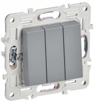 IEK SKANDY Серый Выключатель 3-клавишный 10А SK-V11Gr SK-V30-0-10-K03 фото