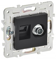 IEK SKANDY Черный Розетка двойная TV+RJ45 кат.5E SK-A14Bl SK-AK20-1-K02 фото