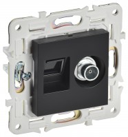 IEK SKANDY Черный Розетка двойная TV+RJ45 кат.6E SK-A15Bl SK-AK20-2-K02 фото