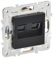 IEK SKANDY Черный Розетка компьютерная двойная RJ45 кат.5E SK-K03Bl SK-K20-1-K02 фото