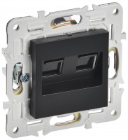 IEK SKANDY Черный Розетка компьютерная двойная RJ45 кат.6 SK-K04Bl SK-K20-2-K02 фото