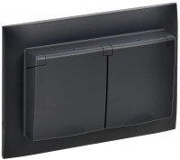 IEK SKANDY Черный Розетка 2-ая с/з с крышкой 16А в сборе IP44 SK-R12Bl SK-R26-16-44-K02-F фото