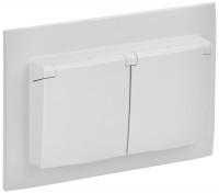 IEK SKANDY Арктический белый Розетка 2-ая с/з с крышкой 16А в сборе IP44 SK-R12W SK-R26-16-44-K01-F фото