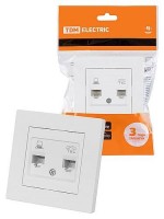 TDM Розетка телефонная RJ11 + компьютерная RJ45 белая 