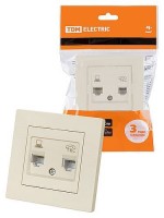 TDM Розетка телефонная RJ11 + компьютерная RJ45 сл. кость 