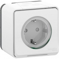 Schneider Electric Mureva Styl наруж Бел Розетка с/з и шторками, винт. клеммы, IP55 MUR39206 фото