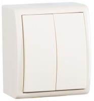 Simon 15 Aqua Бежевый Выключатель 2-клавишный с подсветкой наружный, IP54 1594399-031 фото