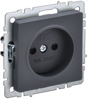 IEK Brite Base графит розетка без заземления, со шторками, 10А BR-R13-10-K53 фото