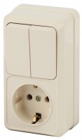 Intro 2-706-02 Блок розетка + выкл. двойной верт. 10(16)А-250В, IP20, ОУ, Quadro, сл.кость (6/120/1440) Б0053893 фото