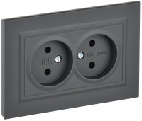 IEK Brite графит розетка 2-я без заземления, шторок, 10А в сборе BR-R20-10-K53-F фото