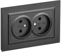 IEK Brite чёрный розетка 2-я без заземления, шторок, 10А в сборе BR-R20-10-K02-F фото