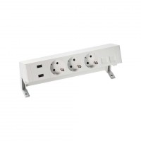 Simon 400 Белый Настольный розеточный блок, 3x2P+E, 2xUSB зарядное уст., адаптер для 2хRJ45, моноблок 42523020-130 фото