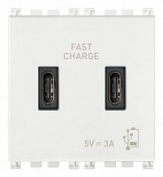 Vimar Зарядное устройство с разъемом USB C+C 5V 3A, 2мод., белая 19295.CC.B фото
