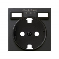Simon S82 Графит Накладка для розетки Schuko с зарядным устройством 2хUSB 8200049-038 фото