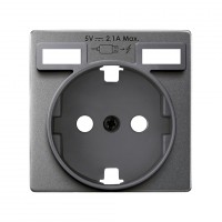 Simon 82 Concept Титан матовый Накладка для розетки Schuko с зарядным устройством 2хUSB 8200049-096 фото