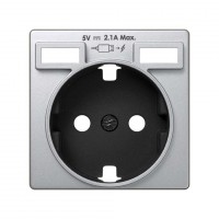 Simon 82 Накладка для розетки Schuko с зарядным устройством 2хUSB цвета Алюминий 8200049-033 фото