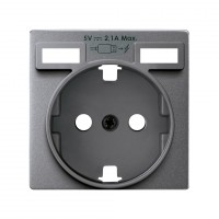 Simon 82 Detail Накладка для розетки Schuko с зарядным устройством 2хUSB цвета холодный Алюминий 8200049-093 фото