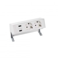 Simon 400 Настольный x3 розеточный блок, 2x2P+E, 2xUSB з/у, белый, 42322000-130 фото