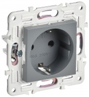 IEK SKANDY Серый Розетка с/з с защитными шторками 16А с USB C 18Вт SK-R17Gr SK-R14-16-U14-018-K03 фото