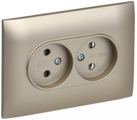 IEK SKANDY Шампань Розетка 2-ая б/з 10А в сборе SK-R10Sh SK-R20-10-K37-F фото