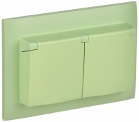 IEK SKANDY Мятный Розетка 2-ая с/з с крышкой 16А в сборе IP44 SK-R12G SK-R26-16-44-K06-F фото