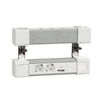 Schneider Electric Unica System+ Блок двойной на струбцинах 2х(2хРоз.+2хUSB A/C) БЕЛЫЙ/СЕРАЯ ТКАНЬ INS44400 фото