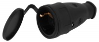 ЭРА Розетка RX10-B-IP44 каучуковая c заземлением 16А IP44 прямая черная Б0055418 фото