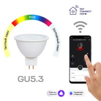 EKF Умная лампа GU5.3 Connect 4,5W WIFI RGBW slwf-gu-53-rgbw фото
