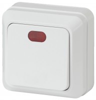 Intro Выключатель Quadro 2-102-01 одноклавишный с подсветкой, 10А-250В, IP20, ОУ, белый Б0053741 фото