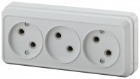 Intro Розетка Quadro 2-205-01 без заземления трехместная 3х2P, 16А-250В, IP20, ОУ, белый Б0053809 фото