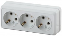 Intro Розетка Quadro 2-206-01 с заземлением трехместная 3х2P+E, 16А-250В, IP20, ОУ, белый Б0053819 фото