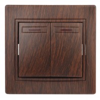 Intro Выключатель Plano 1-105-10 двухклавишный с подсветкой, 10А-250В, IP20, СУ, венге Б0053784 фото