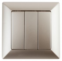 Intro Выключатель Solo 4-106-04 трехклавишный 10А-250В, IP20, СУ, шампань Б0053604 фото