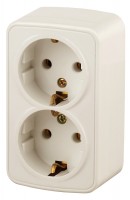 Intro Розетка Polo 3-204-02 с заземлением двойная 2х2P+E Schuko, 16A-250В, IP20, ОУ, слоновая кость Б0053574 фото