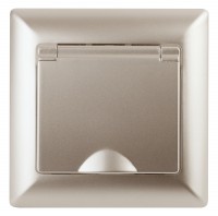 Intro Розетка Solo 4-203-04 с заземлением 2P+E Schuko с крышкой, 16А-250В, IP20, СУ, шампань Б0053660 фото