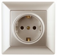 Intro Розетка Solo 4-202-04 с заземлением 2P+E Schuko, 16А-250В, IP20, СУ, шампань Б0053652 фото