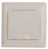 Intro Розетка Solo 4-203-02 с заземлением 2P+E Schuko с крышкой, 16А-250В, IP20, СУ, слоновая кость Б0053658 фото