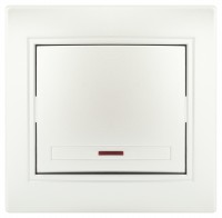 Intro Выключатель Plano 1-102-06 одноклавишный с подсветкой, 10А-250В, IP20, СУ, перламутр Б0053736 фото