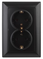 Intro Розетка Solo 4-205-05 с заземлением двойная 2X2P+E Schuko, 16А-250В, IP20, СУ, антрацит Б0053677 фото