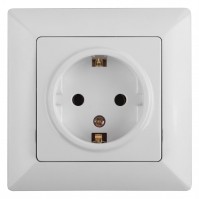 Intro Розетка Solo 4-206-01 с заземлением 2P+E Schuko со шторками, 16А-250В, IP20, СУ, белый Б0053681 фото