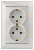 Intro Розетка Solo 4-205-06 с заземлением двойная 2X2P+E Schuko, 16А-250В, IP20, СУ, перламутр Б0053678 фото