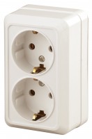 Intro Розетка Quadro 2-204-02 с заземлением двойная 2х2P+E Schuko, 16А-250В, IP20, ОУ, слоновая кость Б0053803 фото