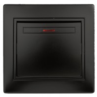 Intro Выключатель Plano 1-102-05 одноклавишный с подсветкой, 10А-250В, IP20, СУ, антрацит Б0053734 фото