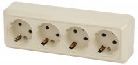 Intro Розетка Quadro 2-208-02 с заземлением четырехместная 4х2P+E, 16А-250В, IP20, ОУ, слоновая кость Б0053840 фото