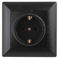 Intro Розетка Solo 4-206-05 с заземлением 2P+E Schuko со шторками, 16А-250В, IP20, СУ, антрацит Б0053685 фото