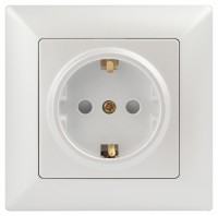 Intro Розетка Solo 4-206-06 с заземлением 2P+E Schuko со шторками, 16А-250В, IP20, СУ, перламутр Б0053686 фото
