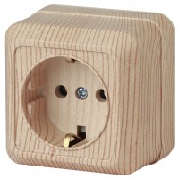 Intro Розетка Quadro 2-202-11 с заземлением 2P+E Schuko, 16А-250В, IP20, ОУ, сосна Б0053790 фото